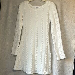 Fashion white knit sweater dress